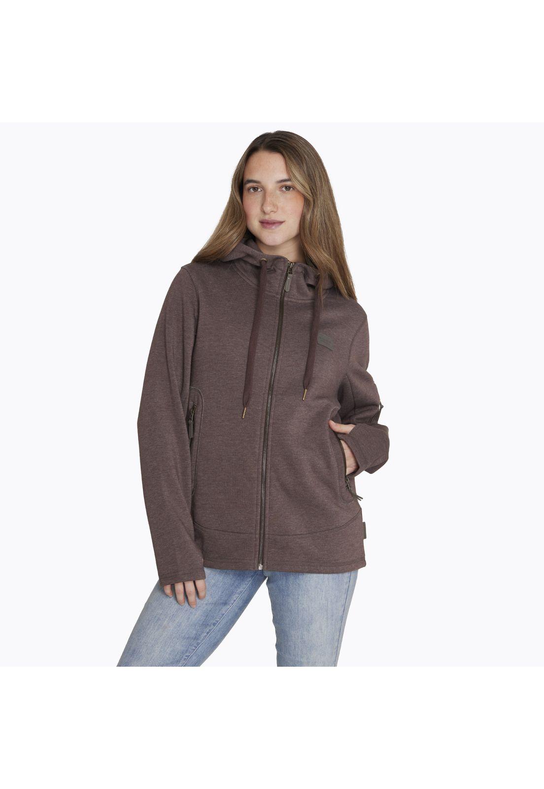 Polerón Full Zipper Hoodie S Café Mujer-0