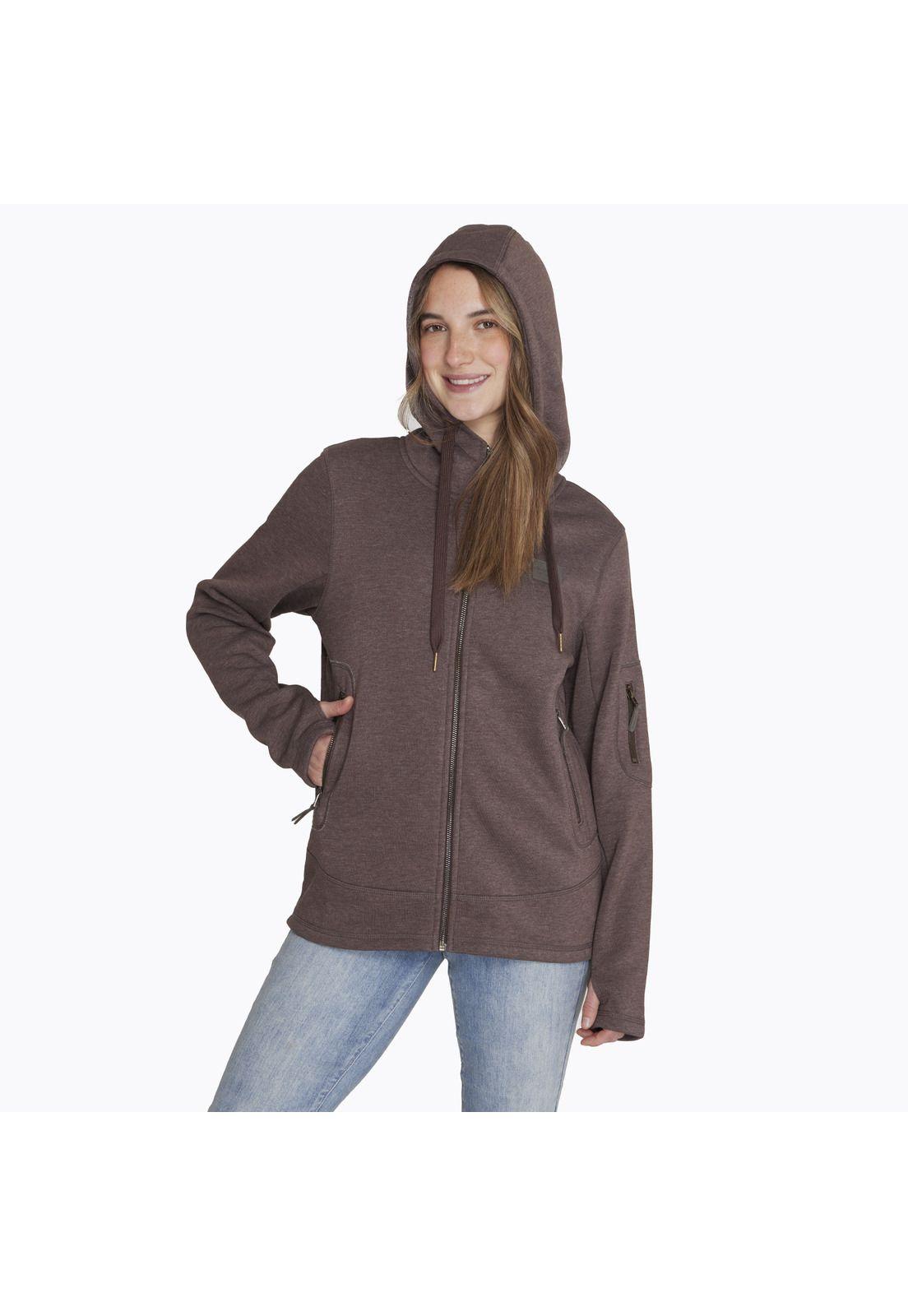 Polerón Full Zipper Hoodie S Café Mujer-1