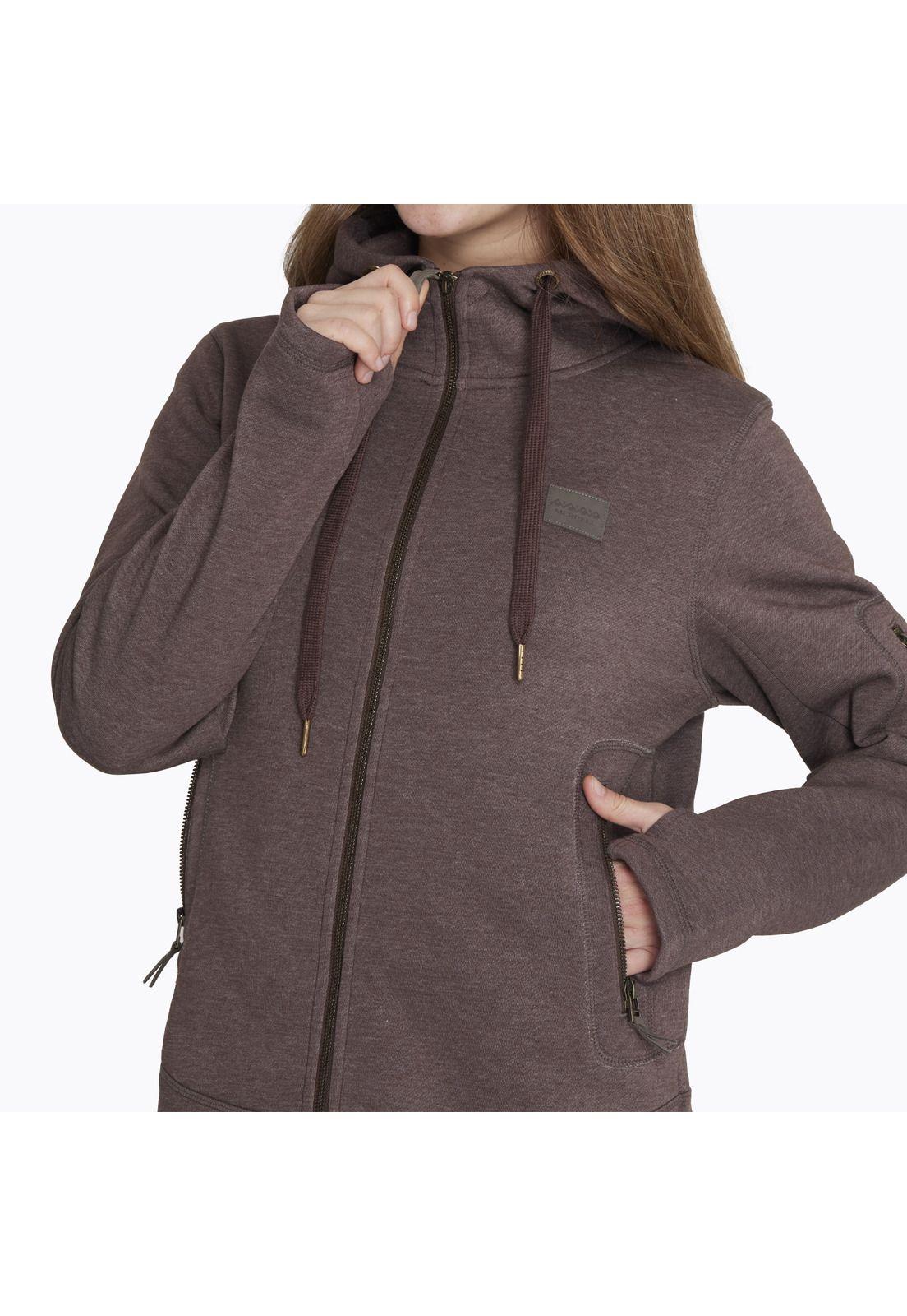 Polerón Full Zipper Hoodie S Café Mujer-4