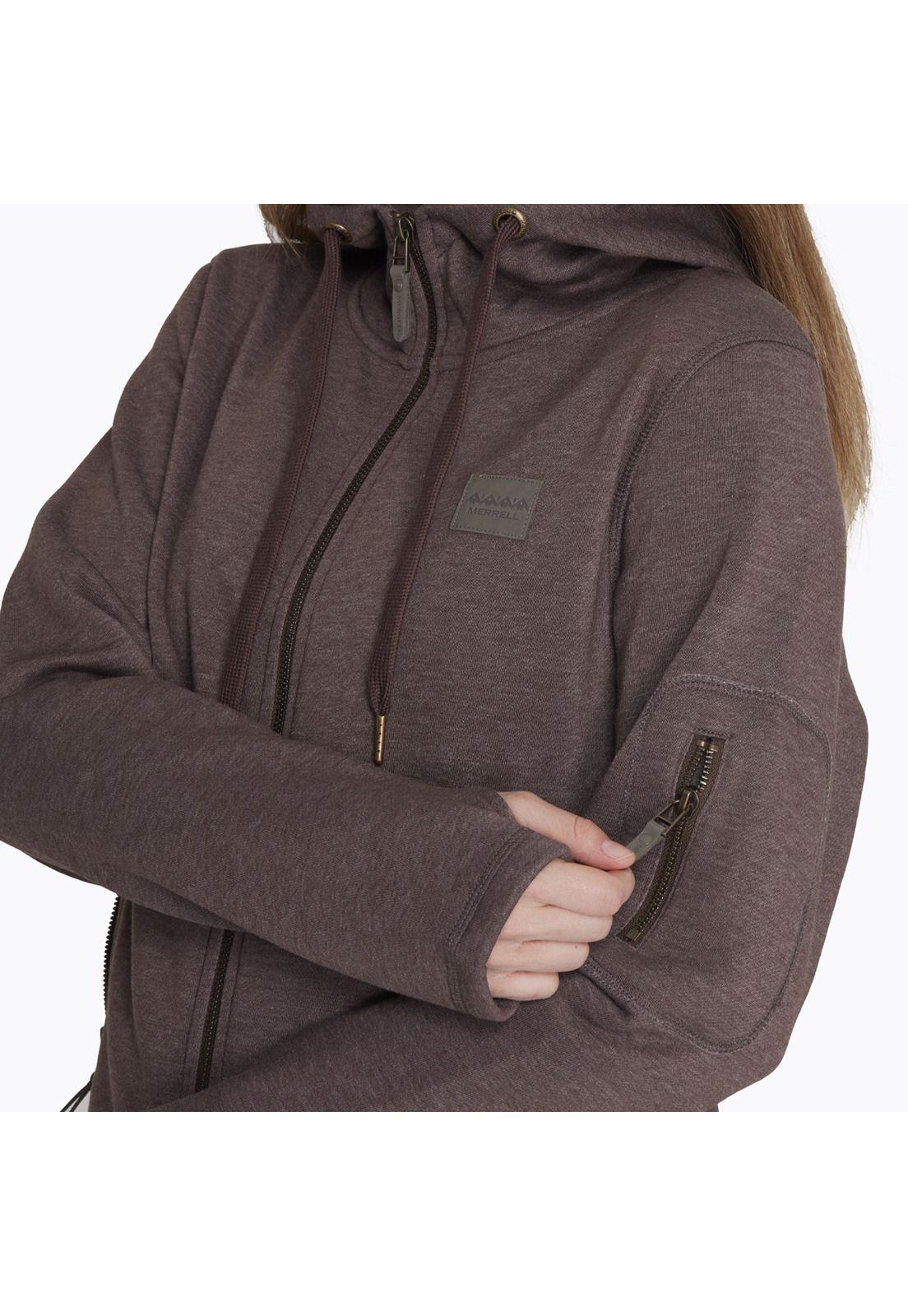 Polerón Full Zipper Hoodie S Café Mujer-5
