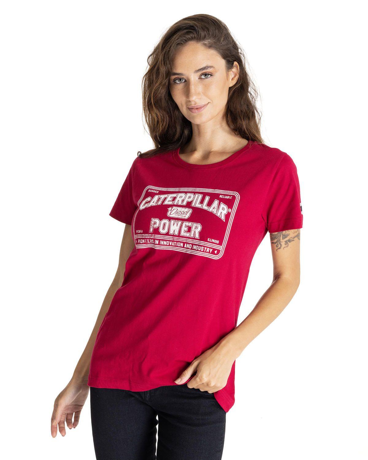 Polera Manga Corta Mujer Women S Caterpillar Rojo-1