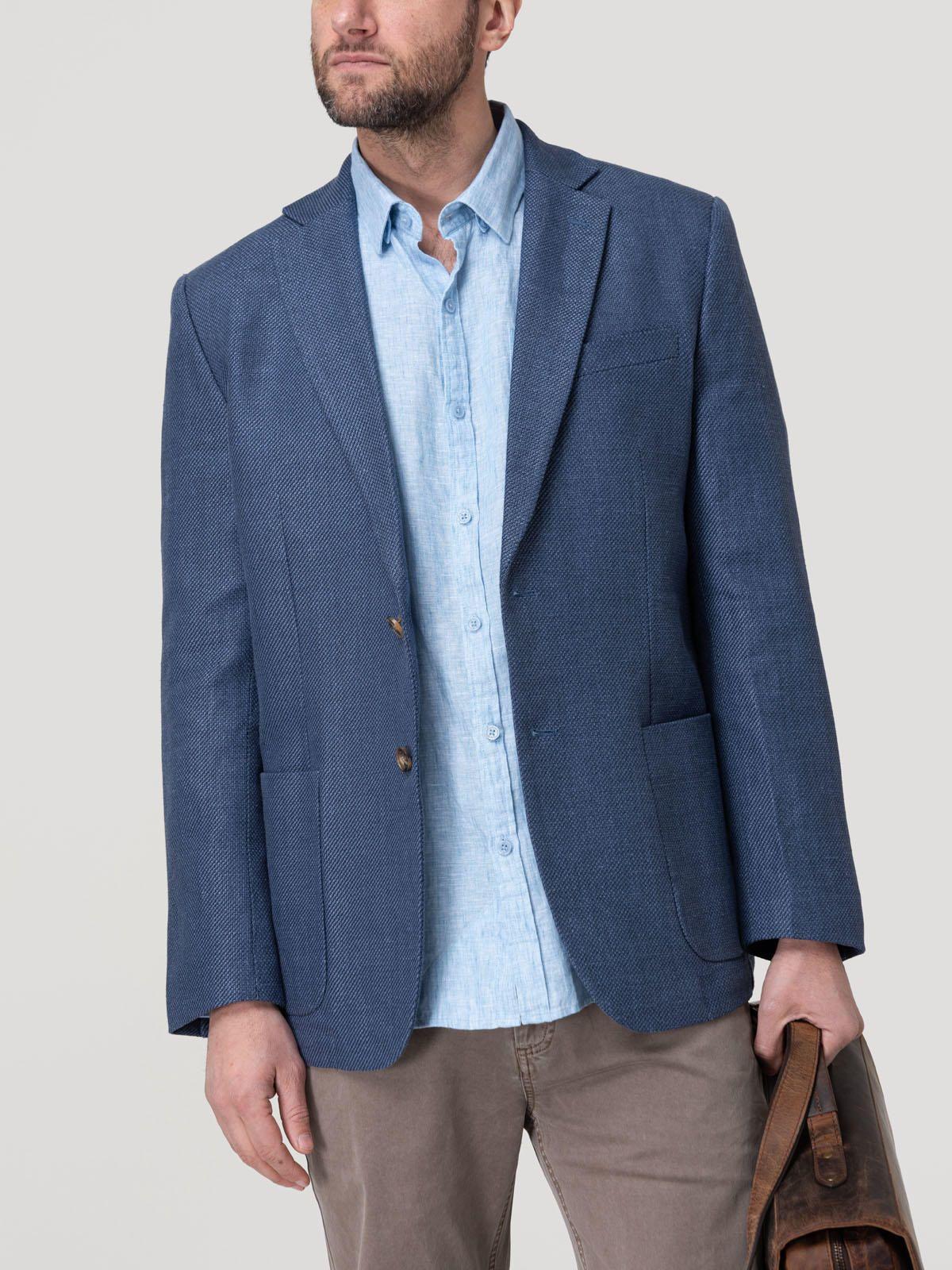 Chaqueta Lino Orgánico Hombre Salento Azul-4