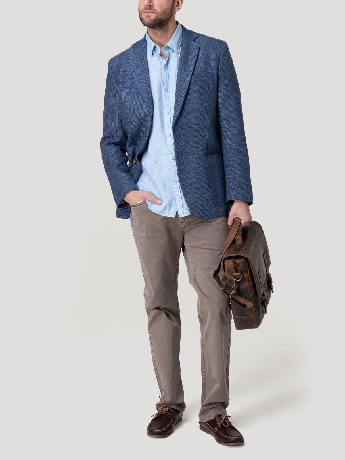 Chaqueta Lino Orgánico Hombre Salento Azul-8