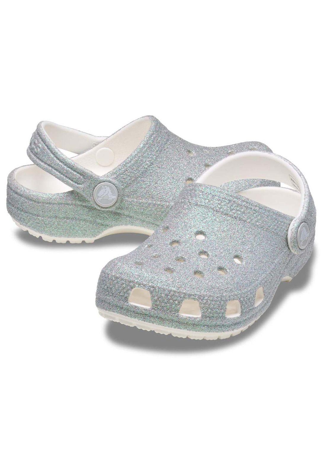 Zueco Crocs Niño Classic Iridescent K Blanco-3