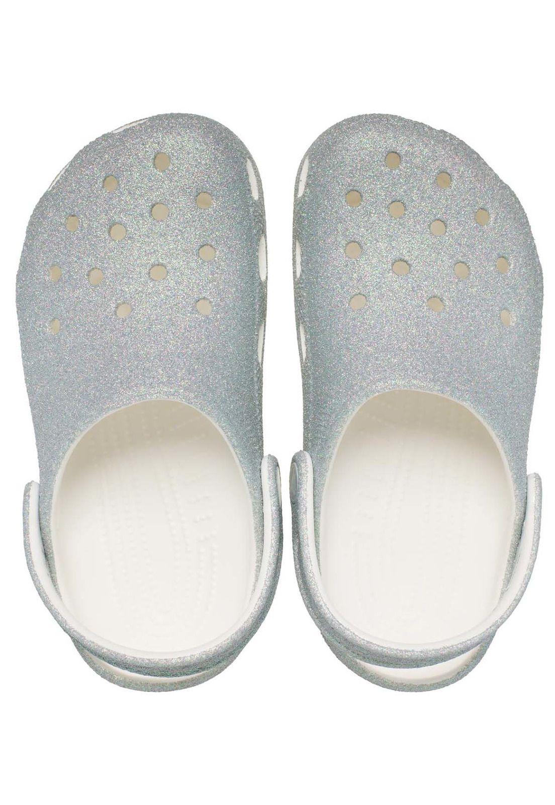 Zueco Crocs Niño Classic Iridescent K Blanco-4