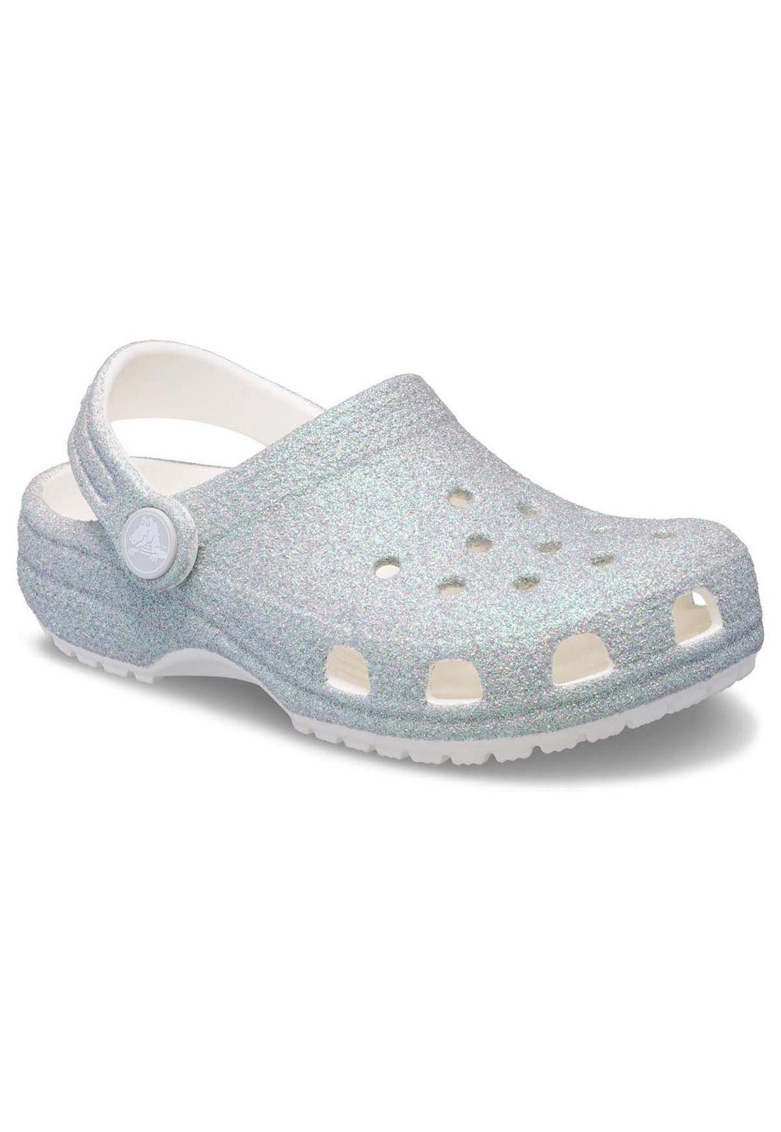 Zueco Crocs Niño Classic Iridescent K Blanco-6