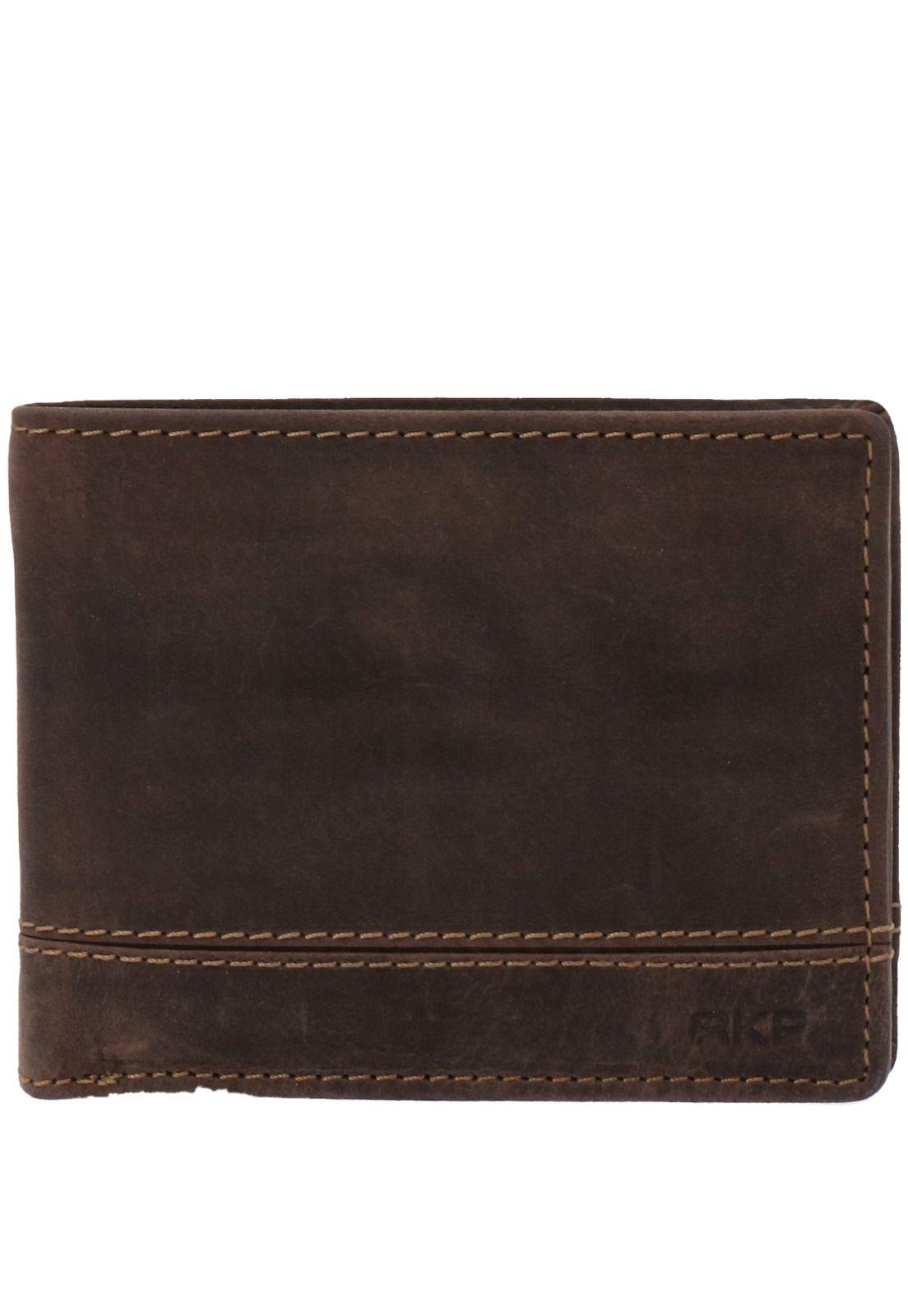 Billetera Cuero Hombre Whks 8B Stitch Café-0