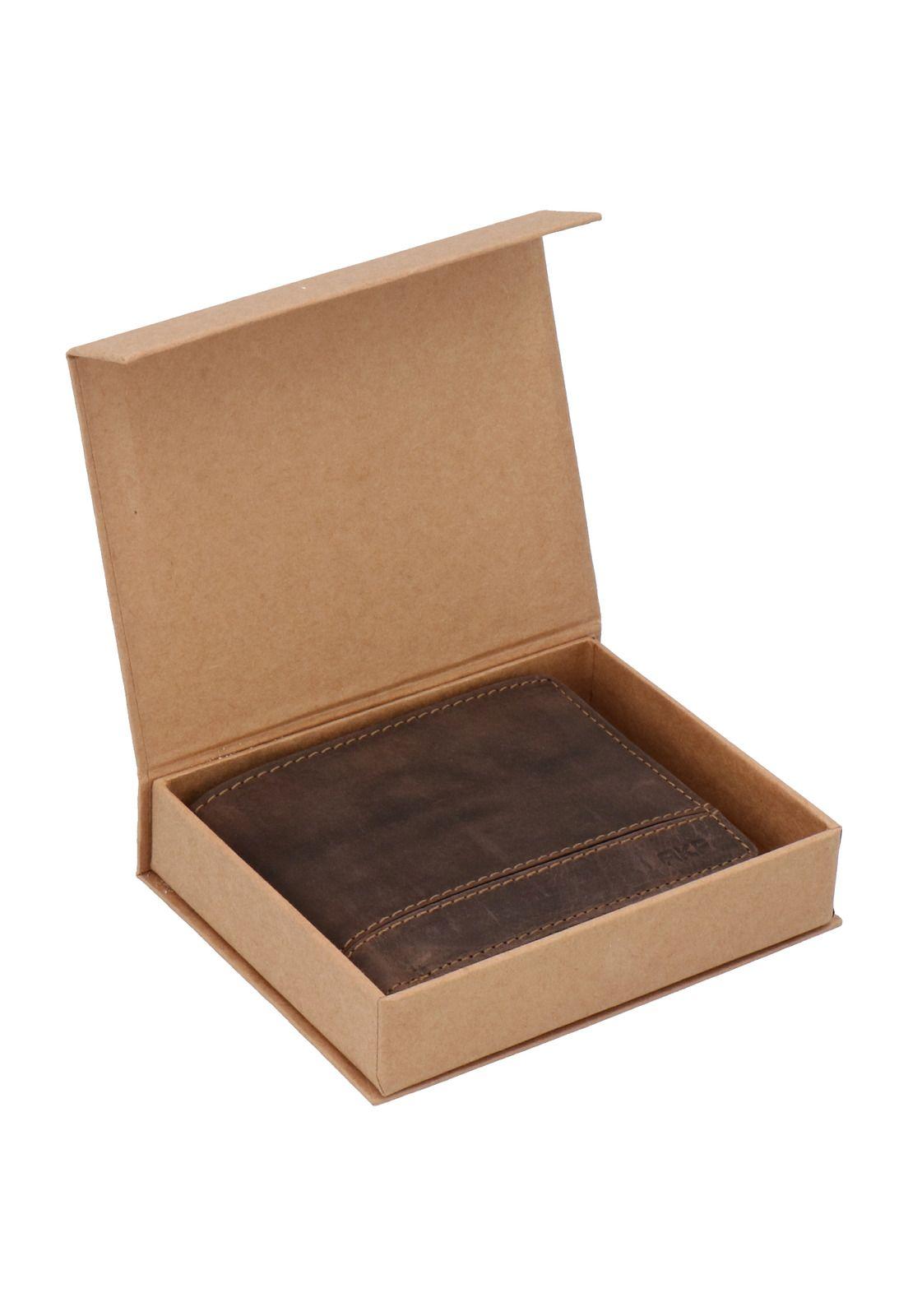Billetera Cuero Hombre Whks 8B Stitch Café-3