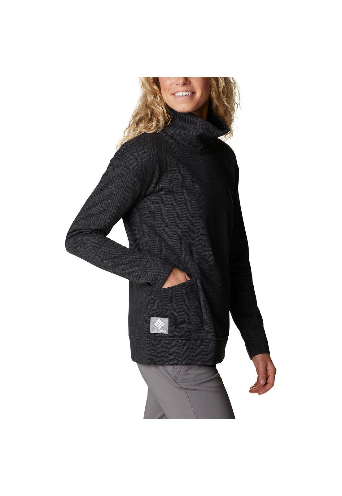 Polerón Mujer Lodge Funnel Pullove Negro-3