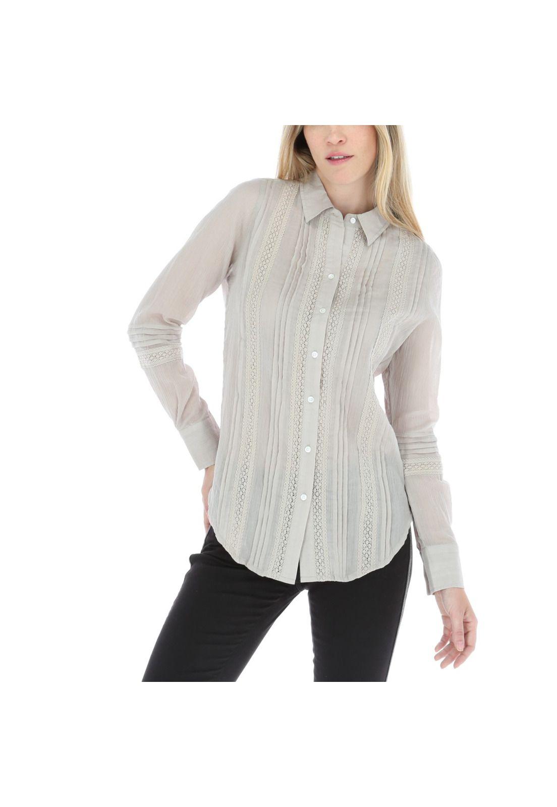 Blusa Mujer Algodón Tape Gris-0