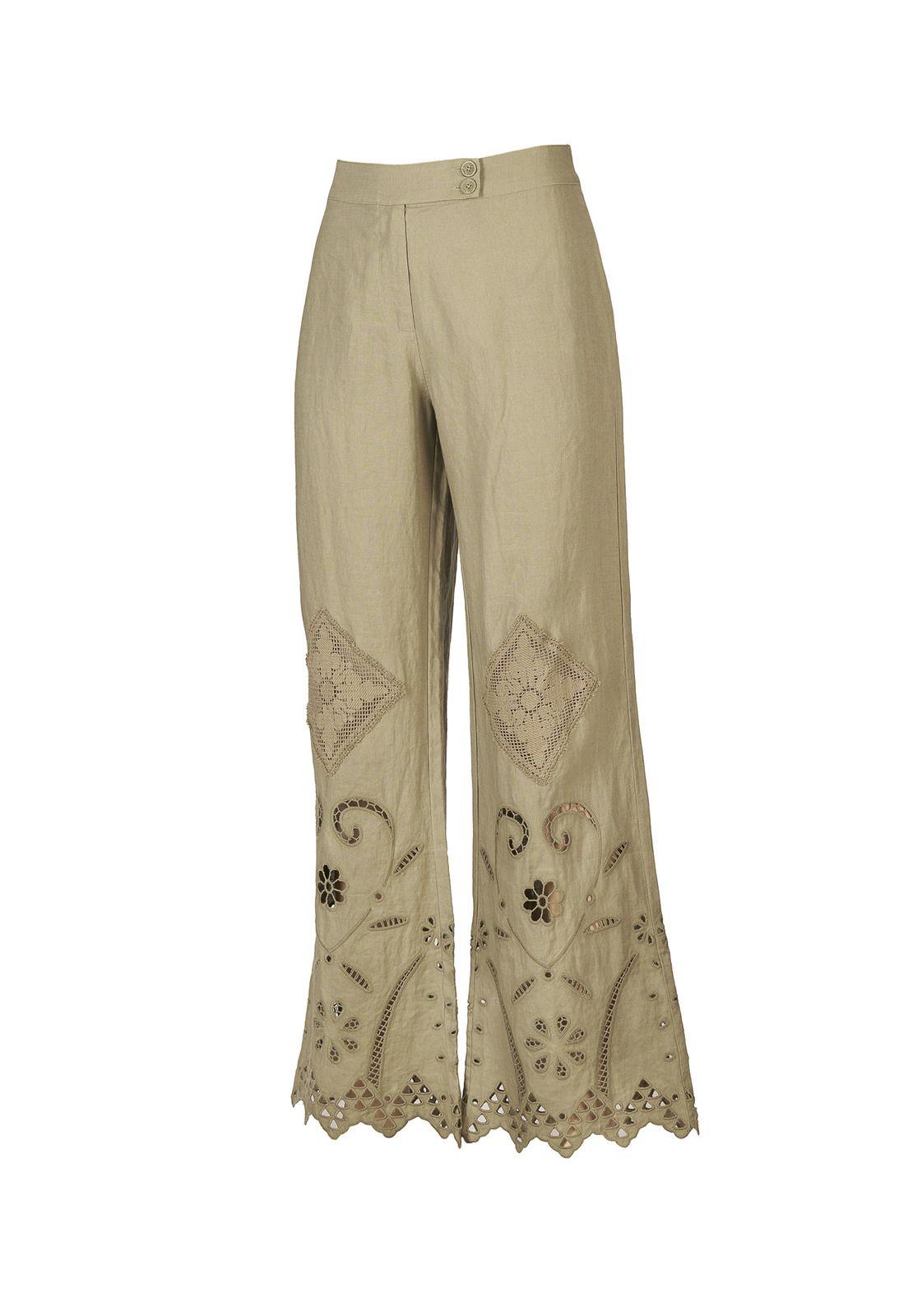 Pantalón Lino Orgánico Mujer Akina Verde-0