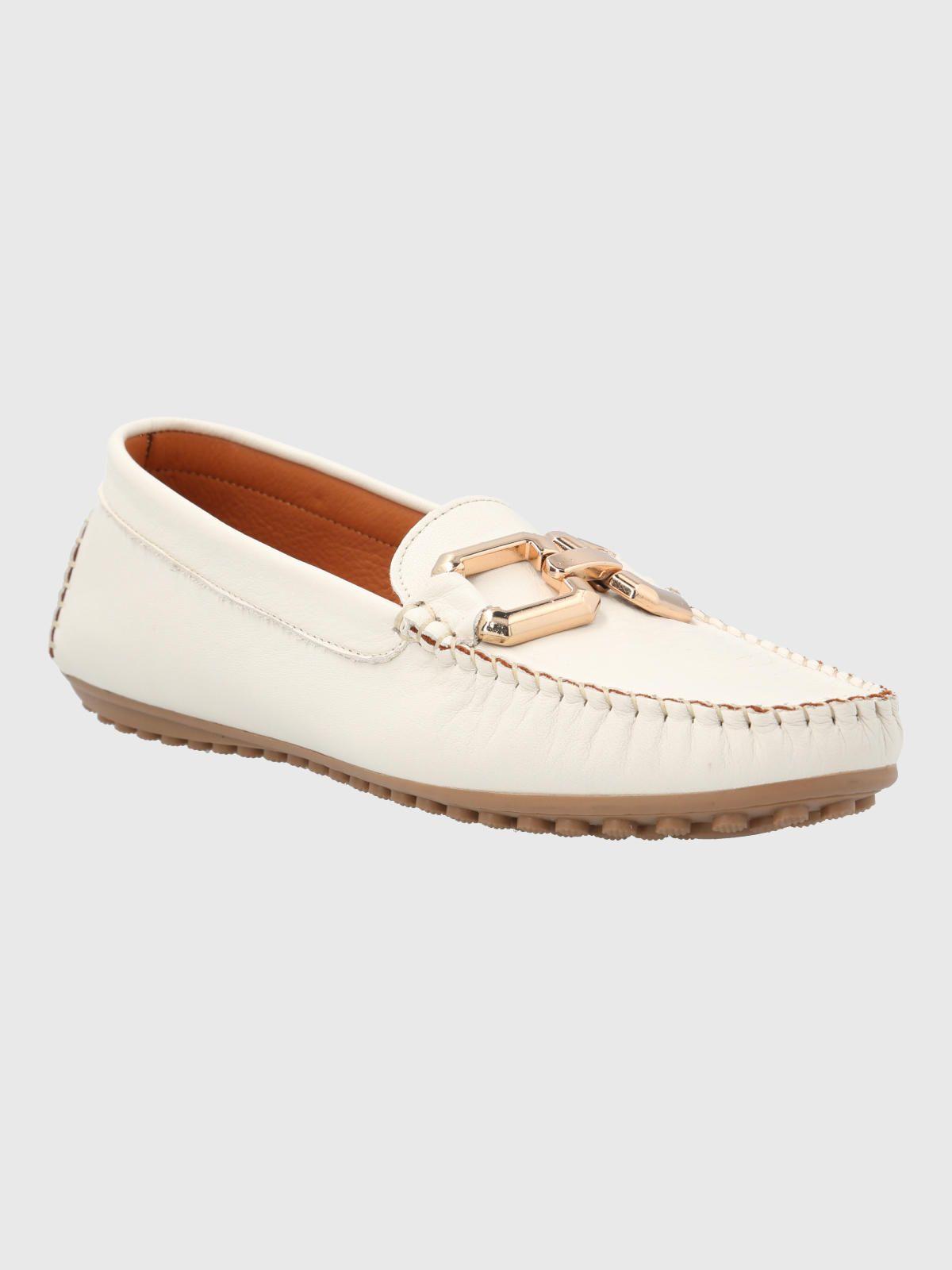 Mocasin Cuero Mujer Rodeo Blanco-0