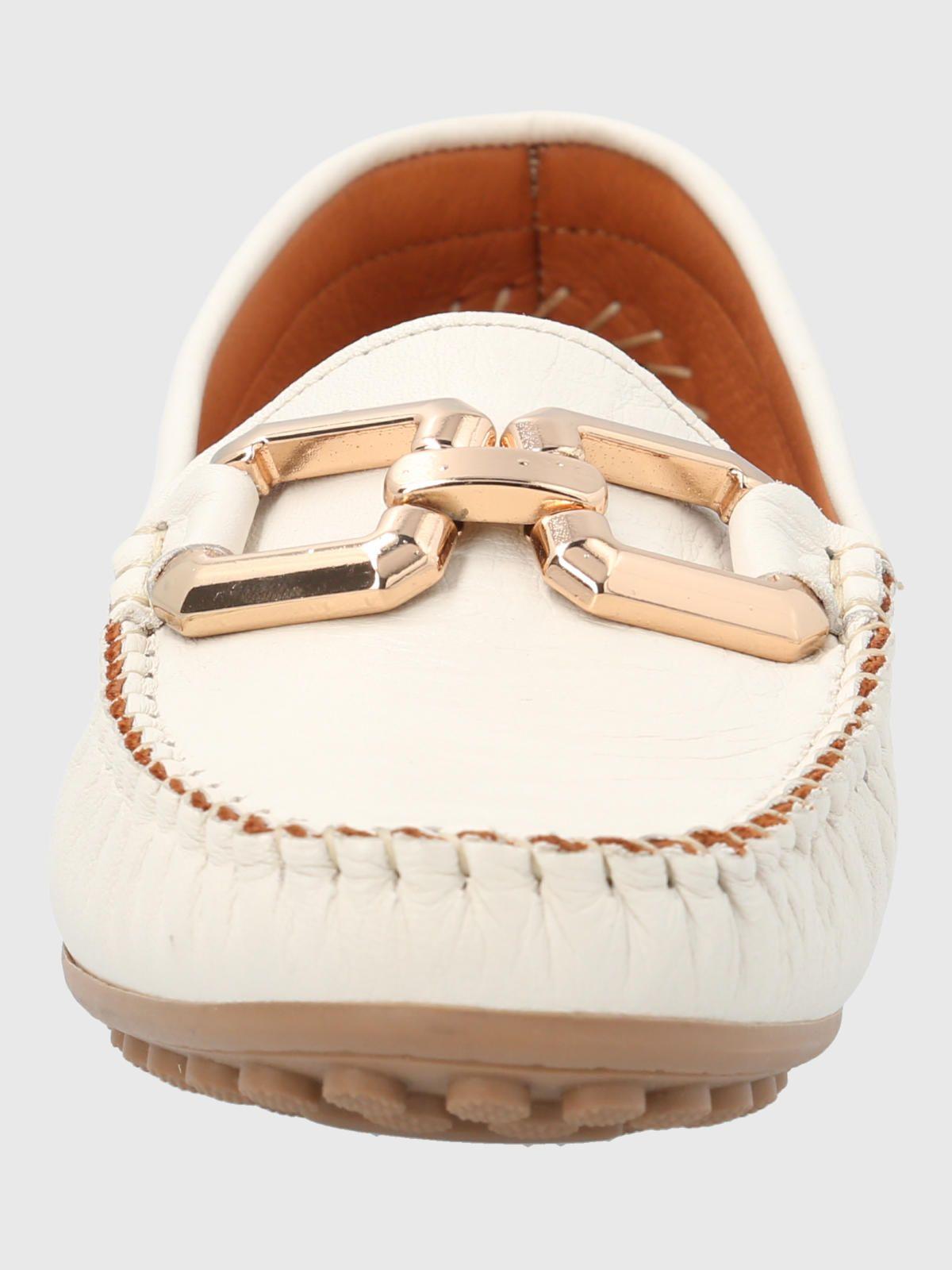 Mocasin Cuero Mujer Rodeo Blanco-3