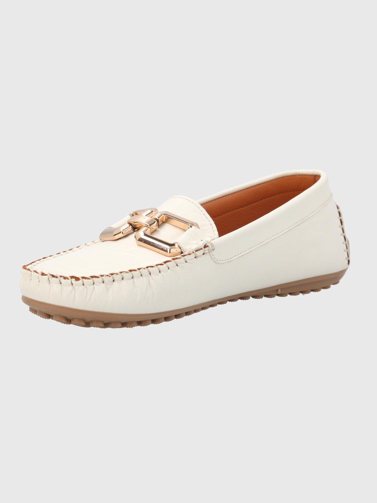 Mocasin Cuero Mujer Rodeo Blanco-4