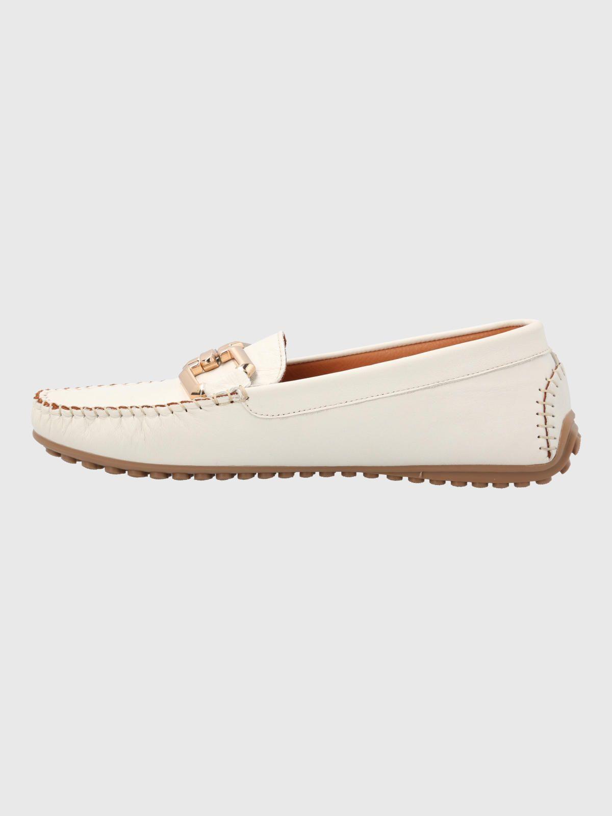 Mocasin Cuero Mujer Rodeo Blanco-5