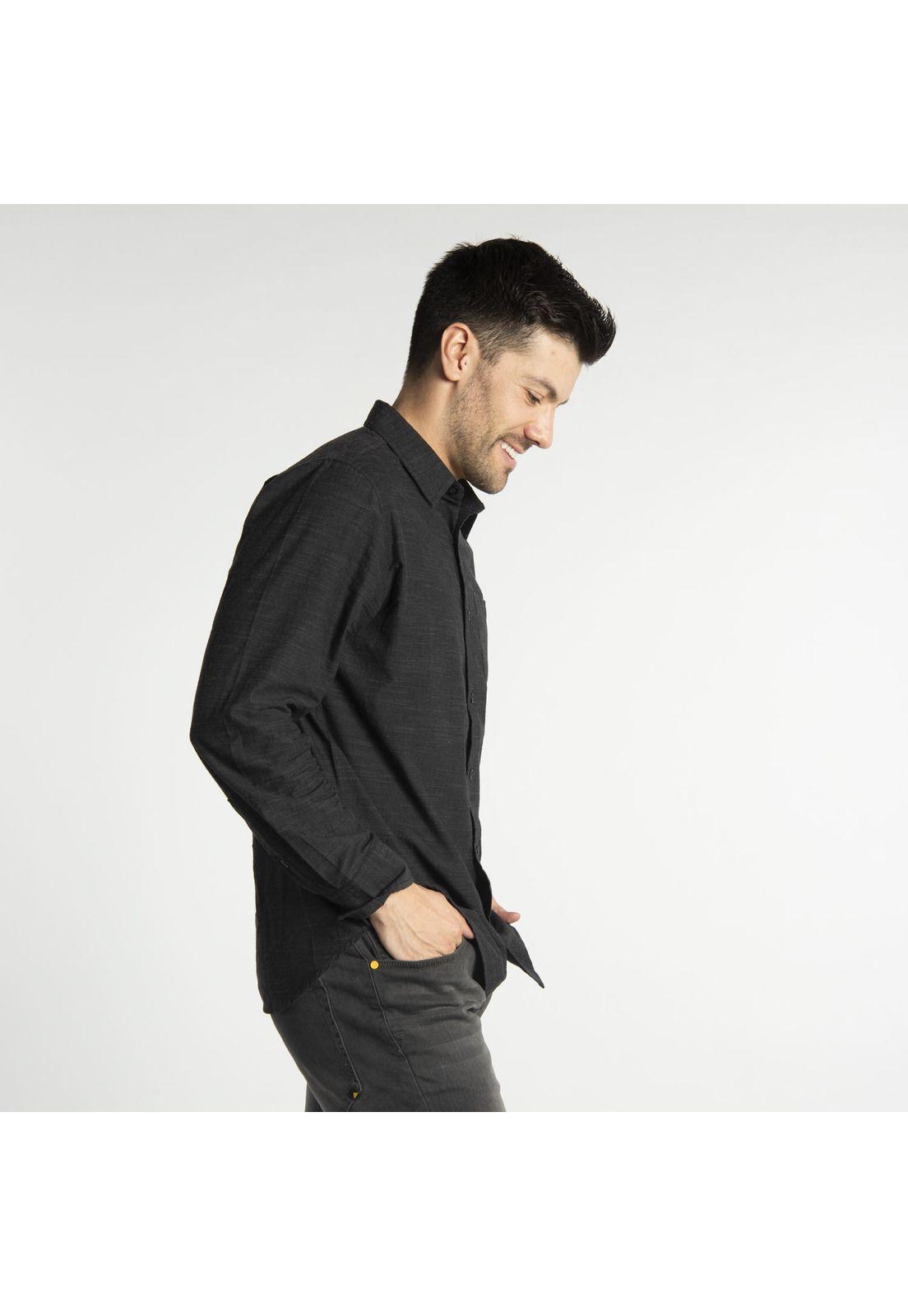 Camisa Manga Larga Hombre Fdtn Slub Ls Shirt Negro-1