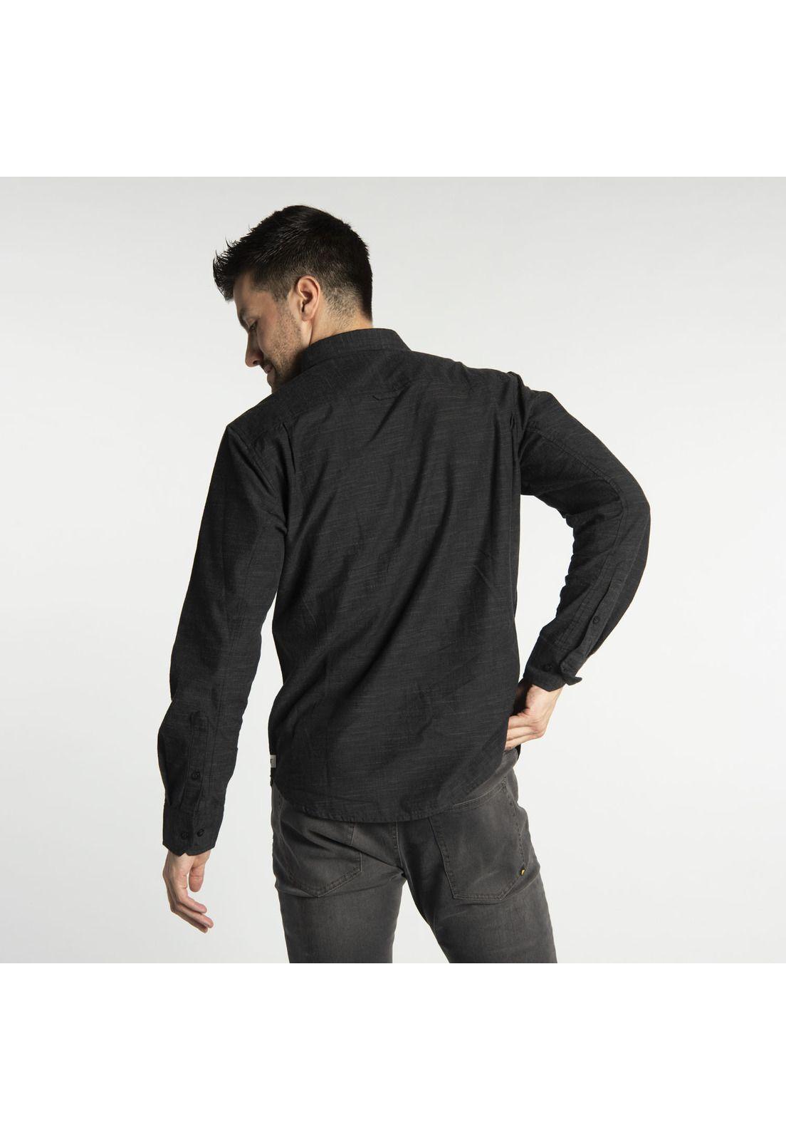 Camisa Manga Larga Hombre Fdtn Slub Ls Shirt Negro-2