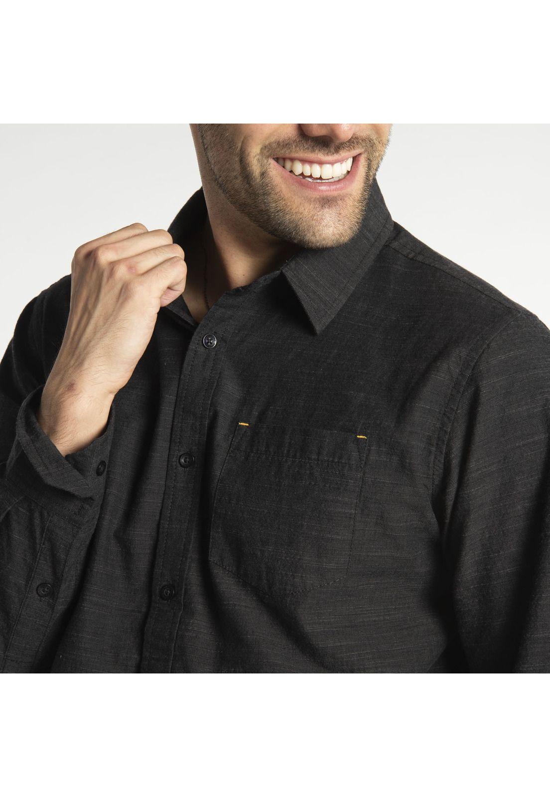 Camisa Manga Larga Hombre Fdtn Slub Ls Shirt Negro-3