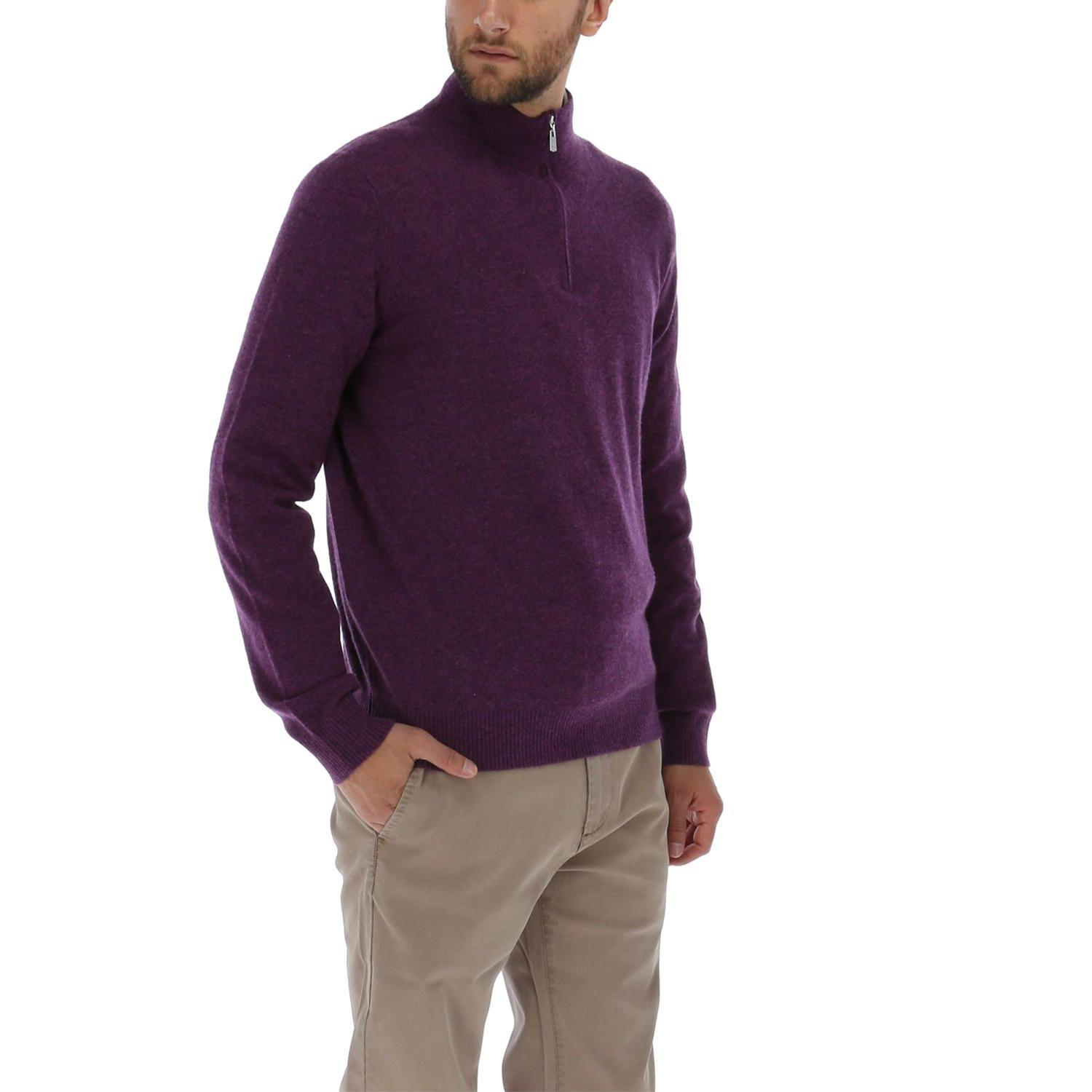 Chaleco Lana Hombre Halfzip Morado-2