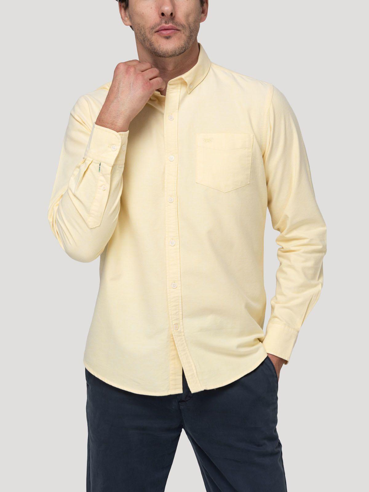 Camisa Algodón Hombre Oxford Amarillo-4