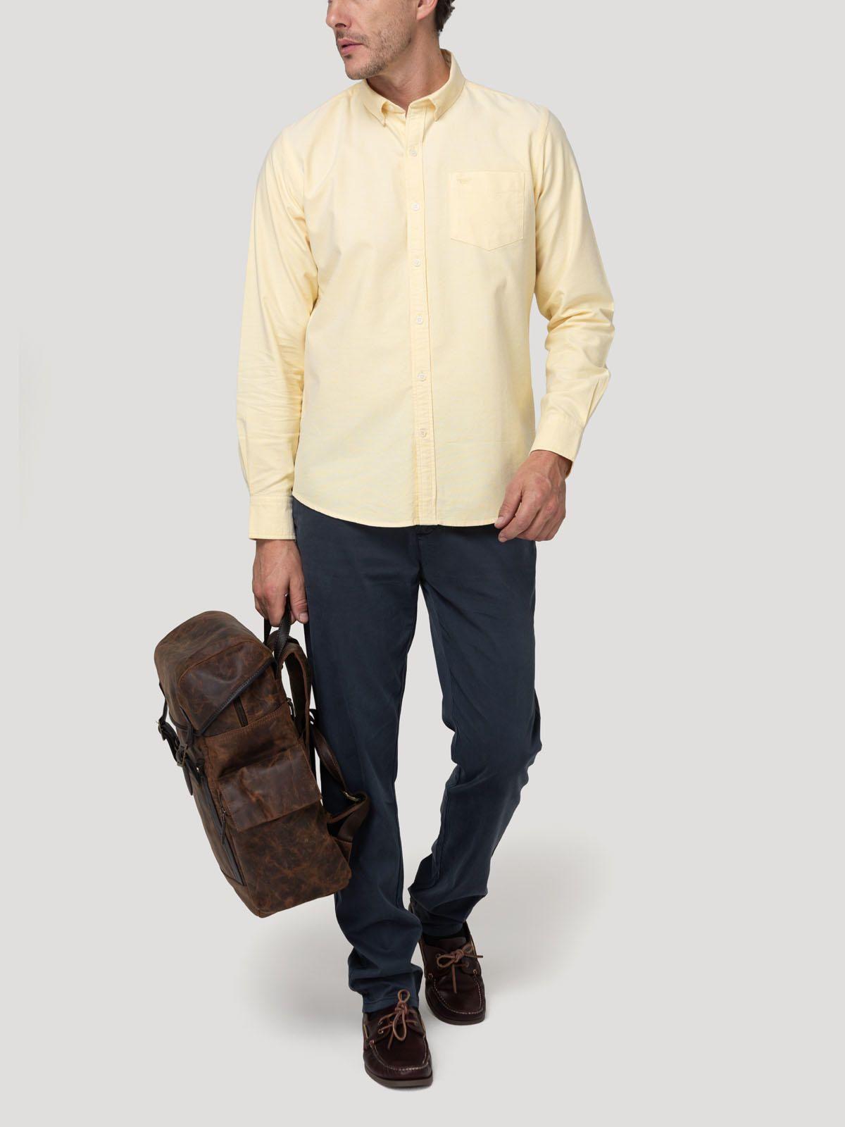 Camisa Algodón Hombre Oxford Amarillo-7