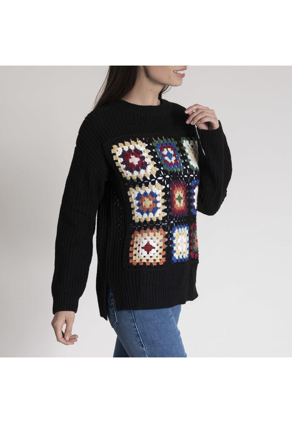 Sweater Mujer Rebel Algodón Negro-1