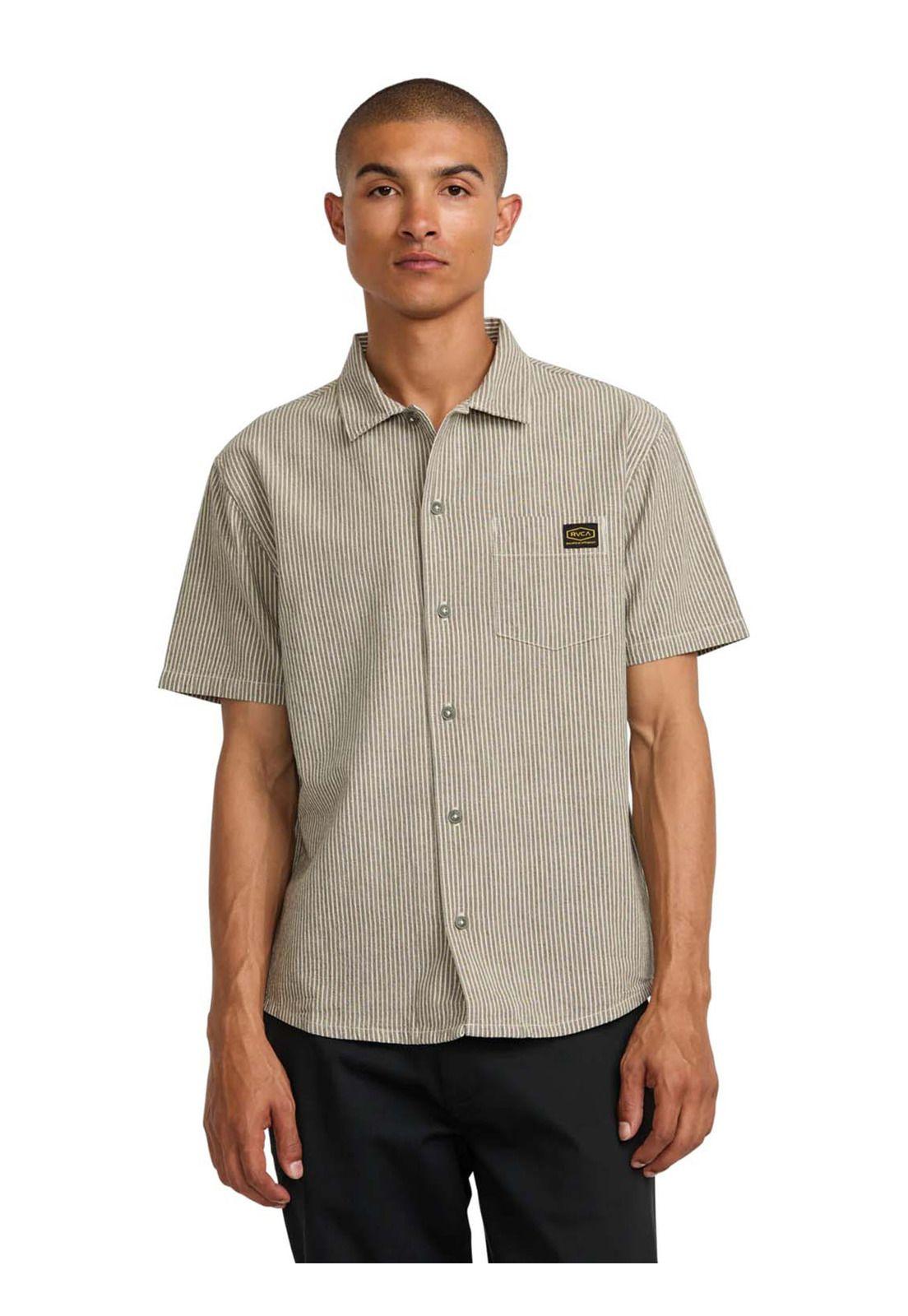 Camisa manga corta Hombre Dayshift Stripe Verde Rvca-0