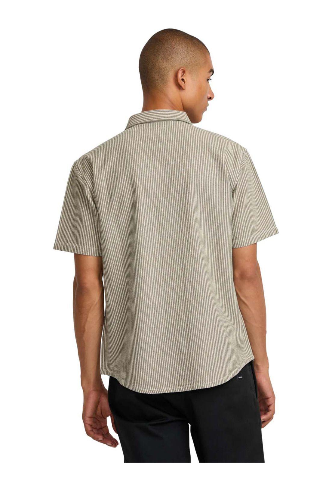 Camisa manga corta Hombre Dayshift Stripe Verde Rvca-1