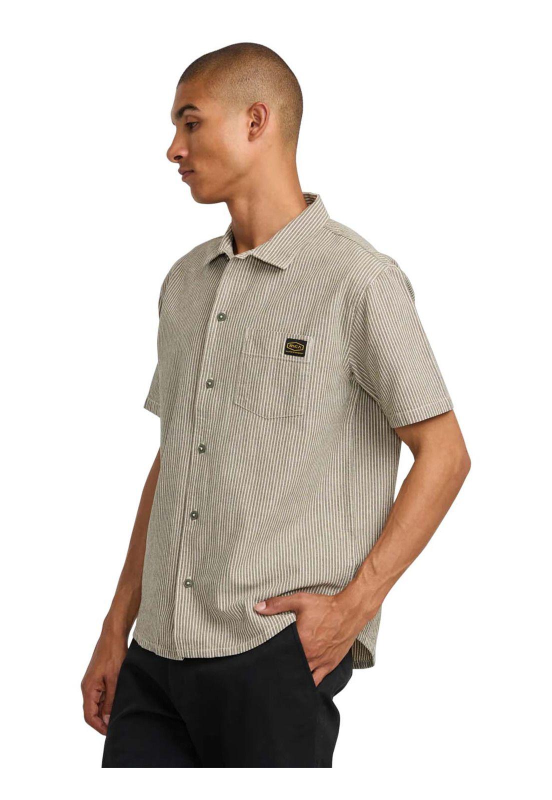 Camisa manga corta Hombre Dayshift Stripe Verde Rvca-3