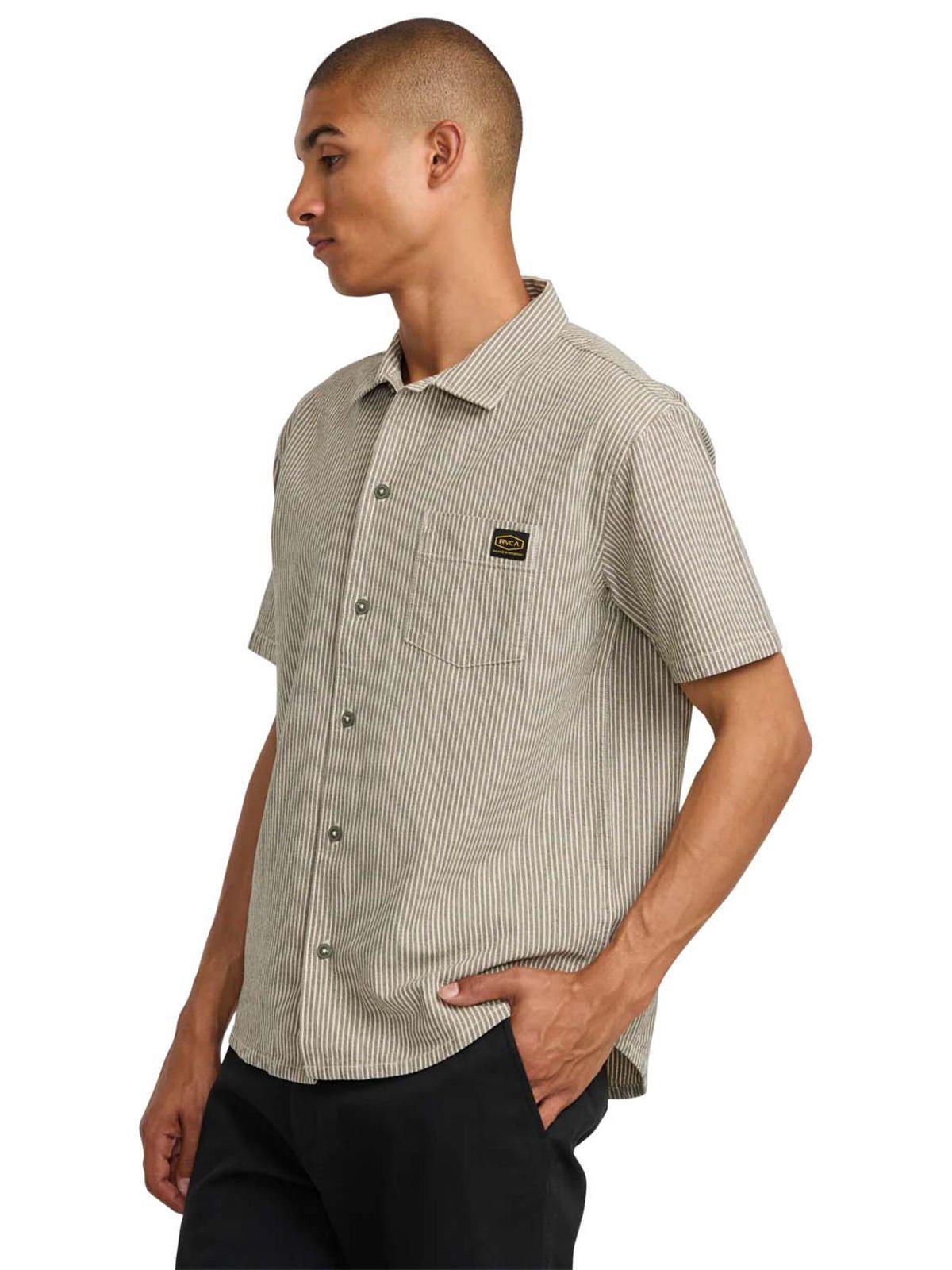 Camisa manga corta Hombre Dayshift Stripe Verde Rvca-3