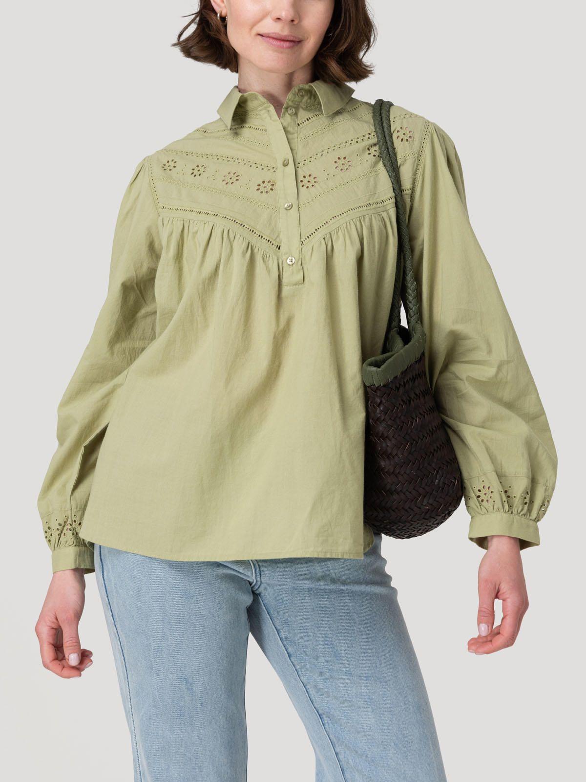 Blusa Algodón Orgánico Mujer Almond Verde-4