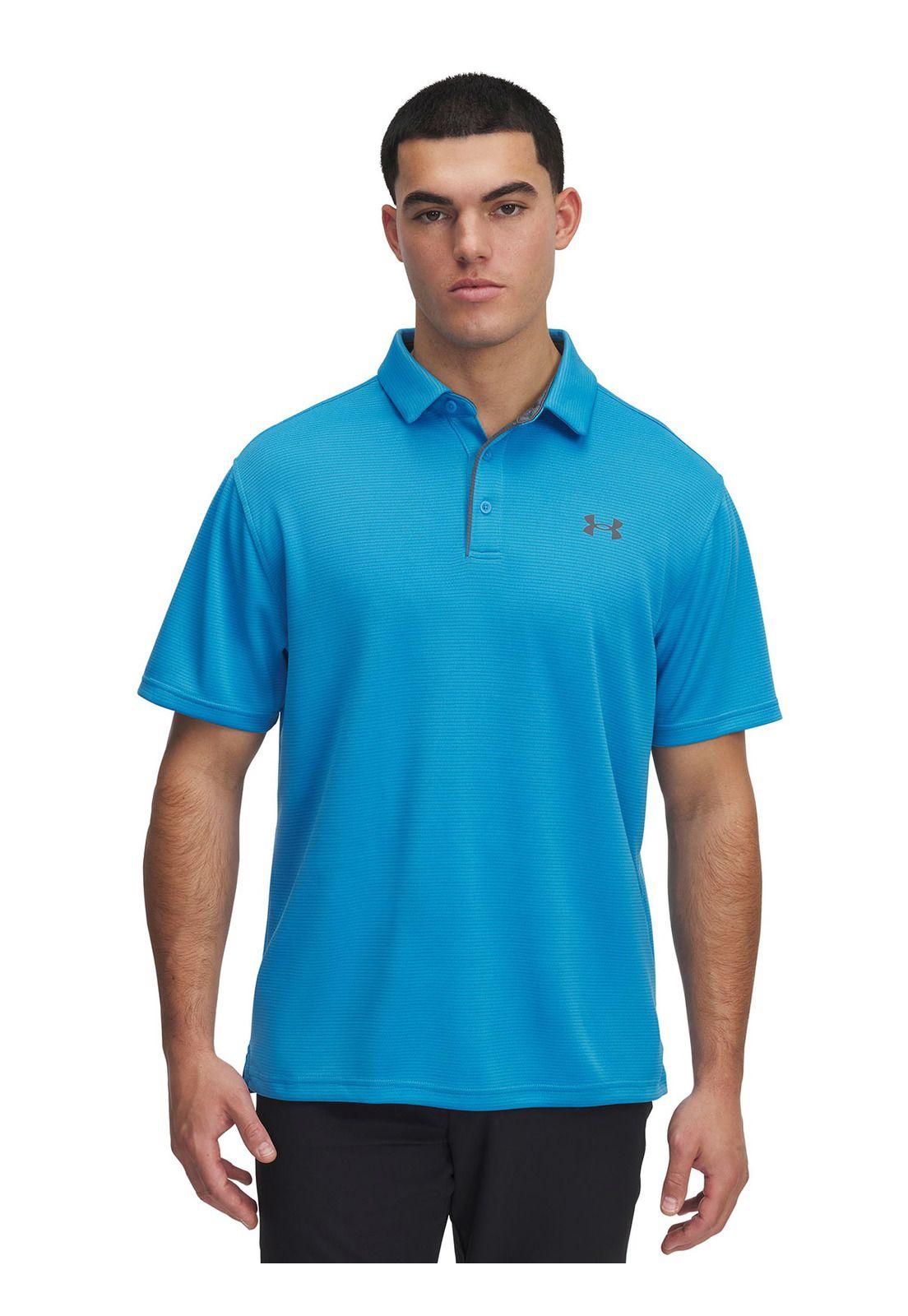 Polo Manga Corta UA Tech Para Hombre Azul-0