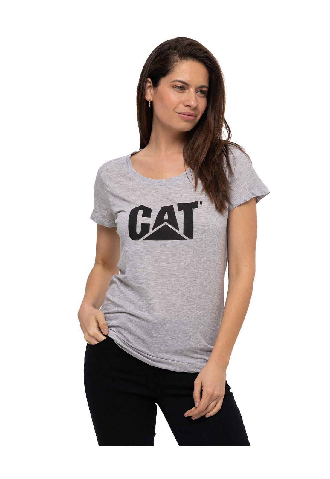 Polera M/C Logo Scoop Neck Gris Mujer-0