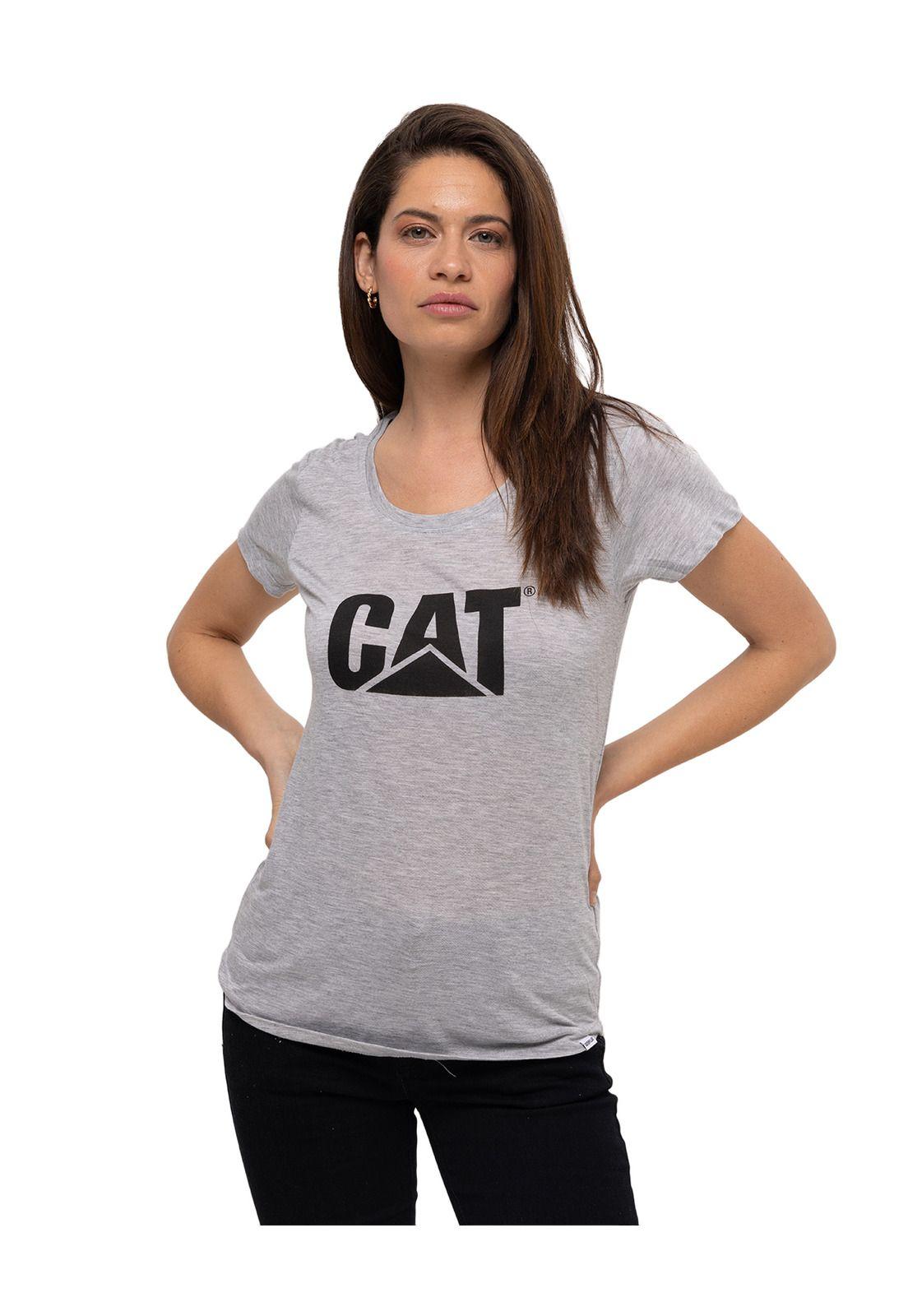 Polera M/C Logo Scoop Neck Gris Mujer-1