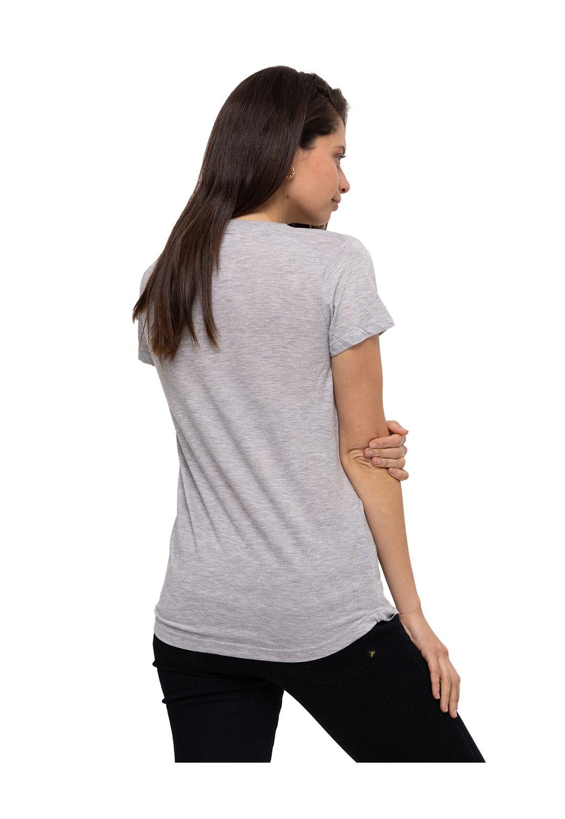 Polera M/C Logo Scoop Neck Gris Mujer-4
