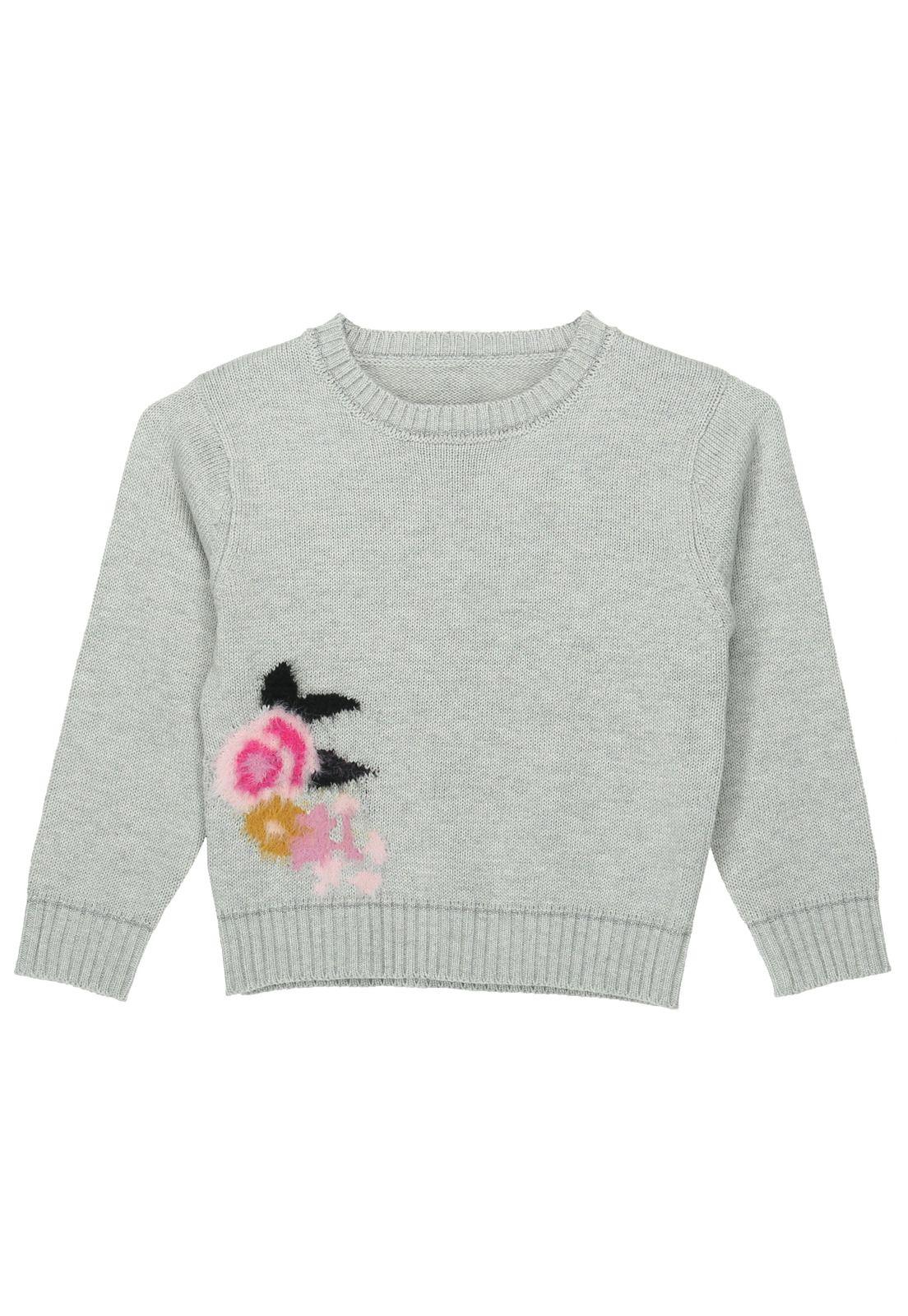 Sweater Niña Flores Gris-3