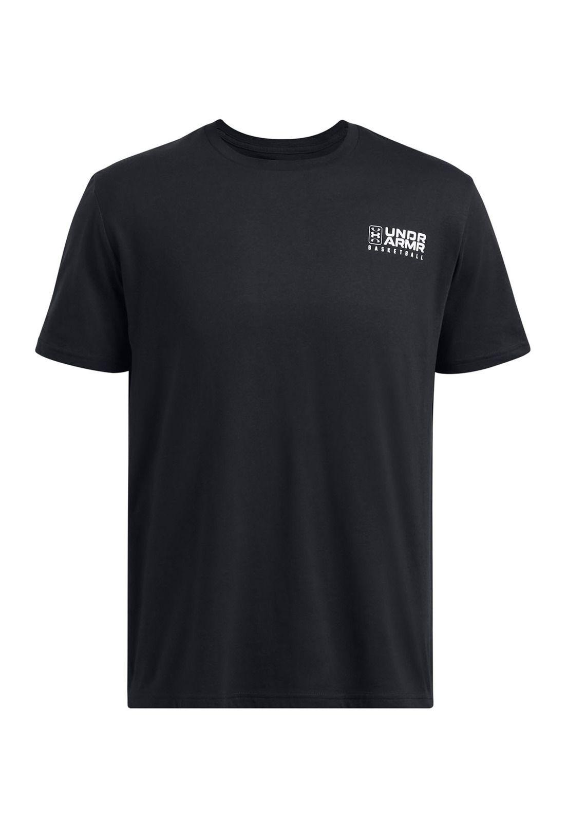 Polera manga corta basketball hombre Negro-0