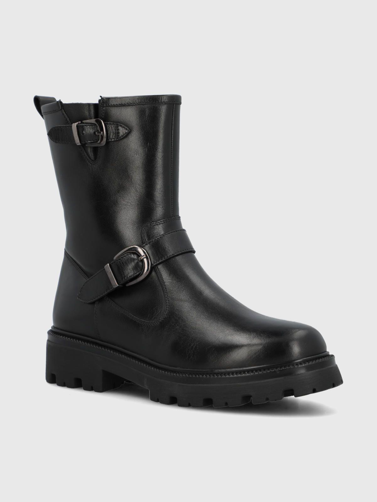 Botin Cuero Mujer Bunda Negro-0