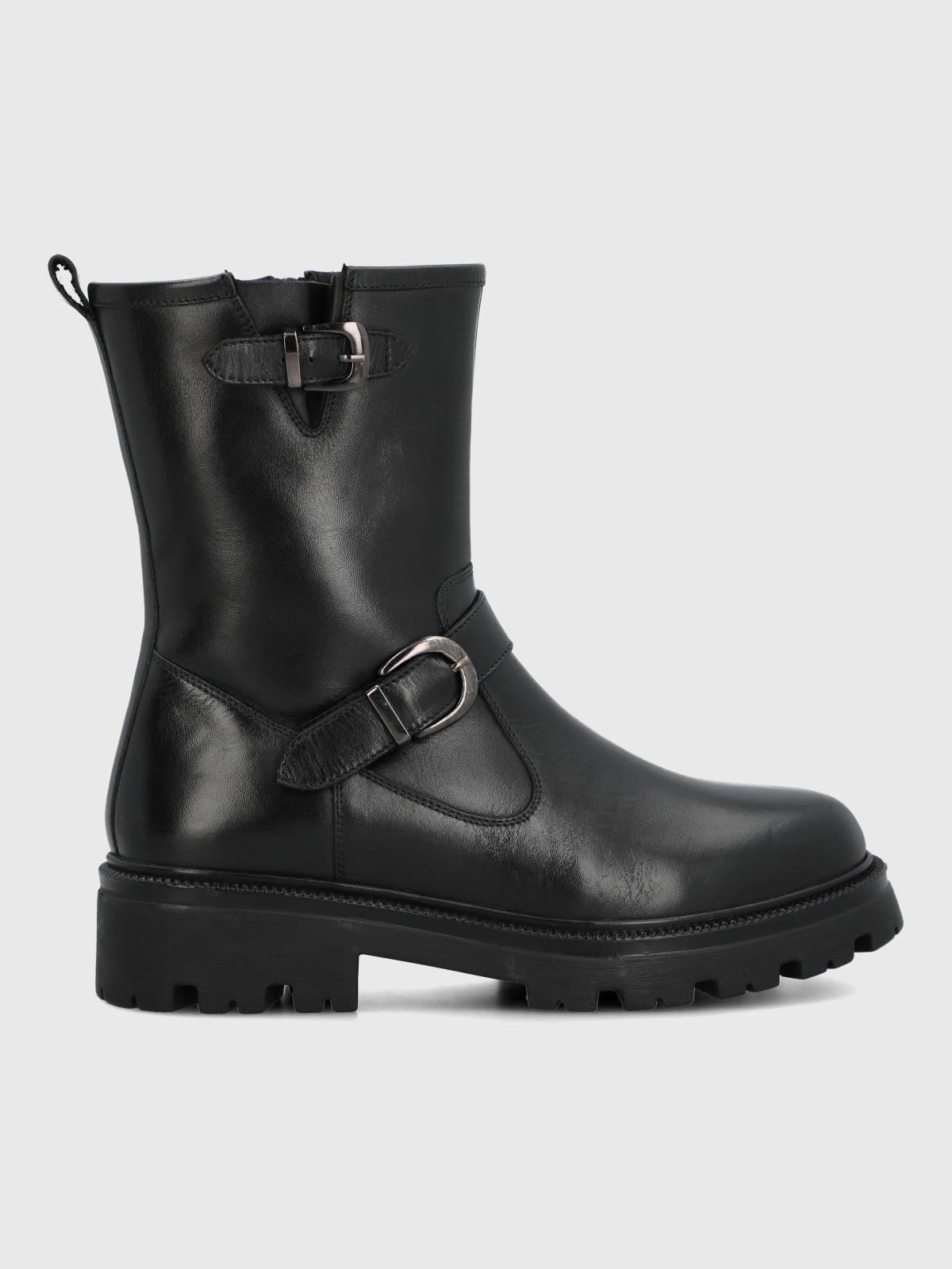 Botin Cuero Mujer Bunda Negro-1