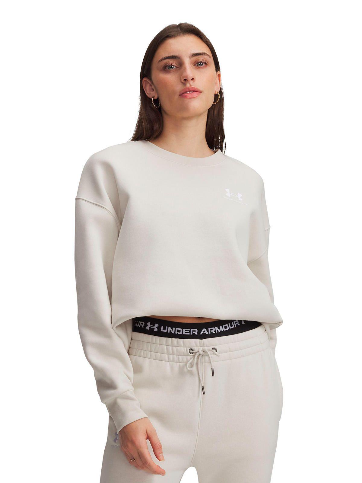 Poleron UA Icon Fleece Oversized Blanco Mujer-0
