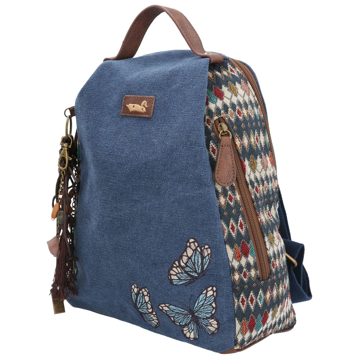 Mochila Textil Mujer Butterfly Back Azul-1