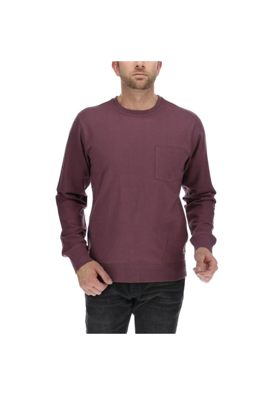 Poleron Hombre Casual Pocket Crew Sweatshirt Burdeo-0