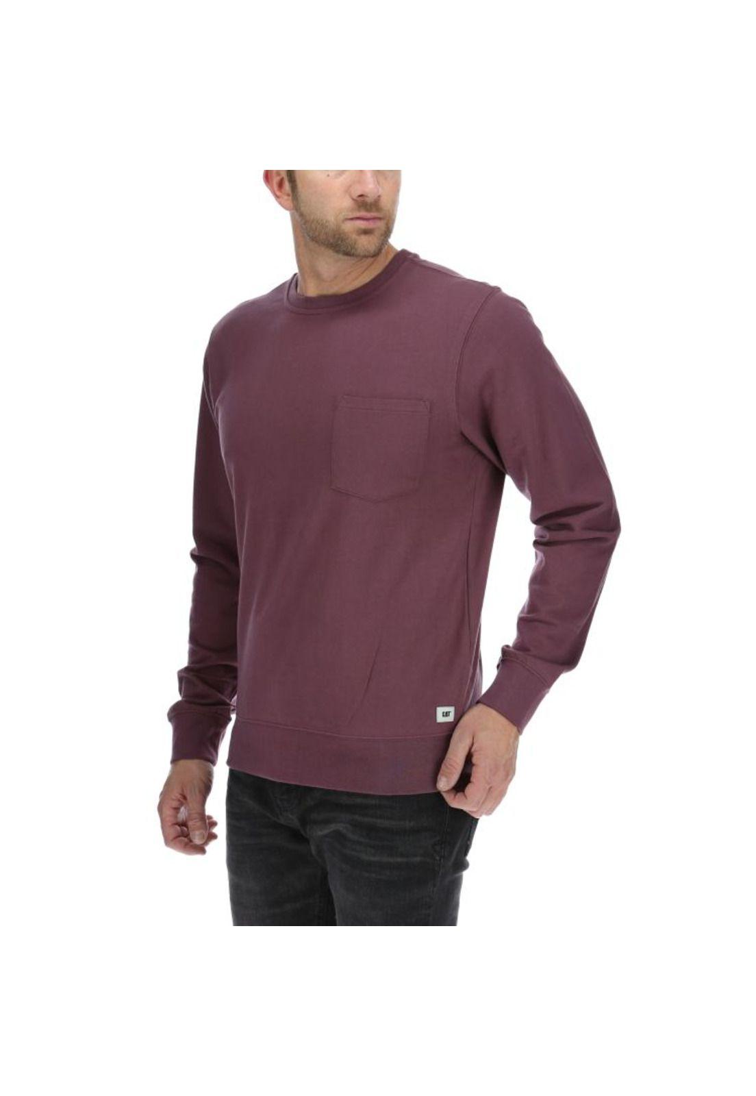 Poleron Hombre Casual Pocket Crew Sweatshirt Burdeo-1