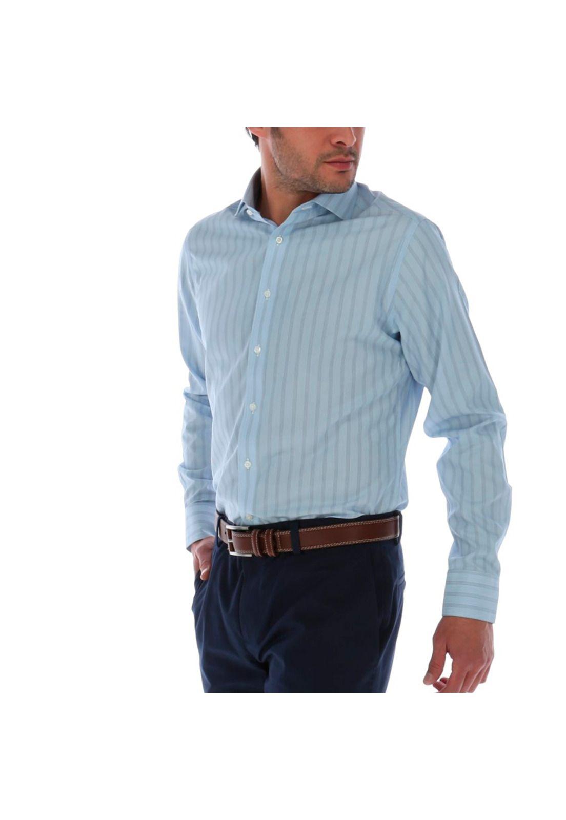 Camisa Algodón Libre de Arrugas Rockford Celeste Rockford-1