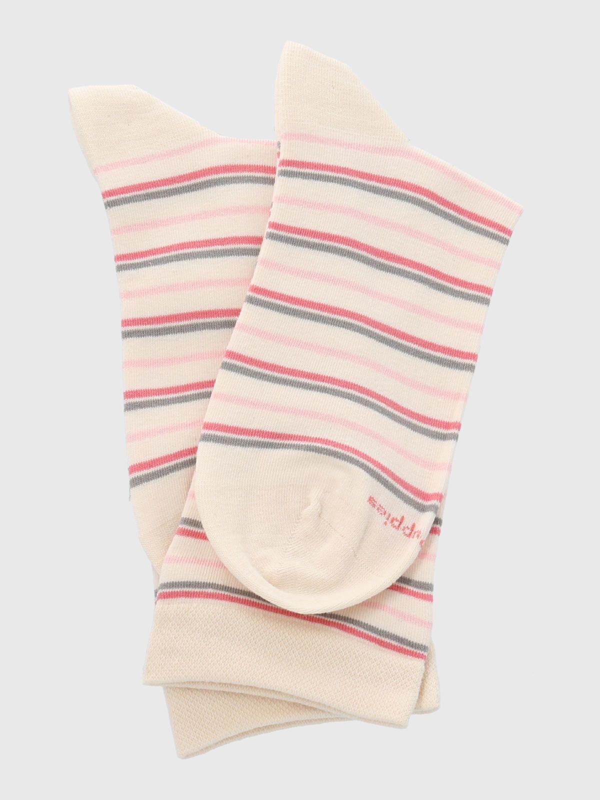 Calcetin Algodón Mujer C Cuff Lines Beige-2