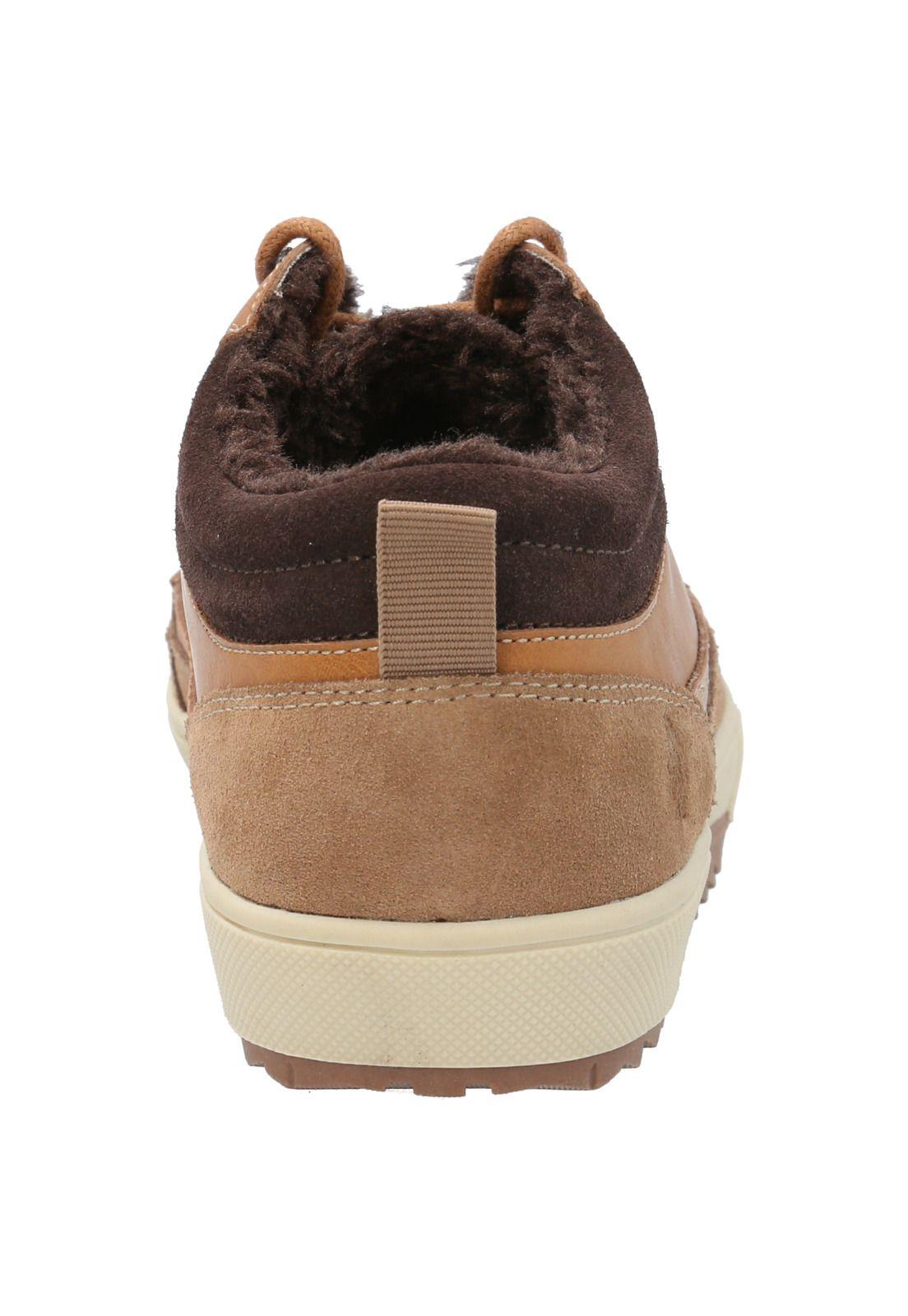 Zapatilla Cuero Niño Slalom Low Café-5