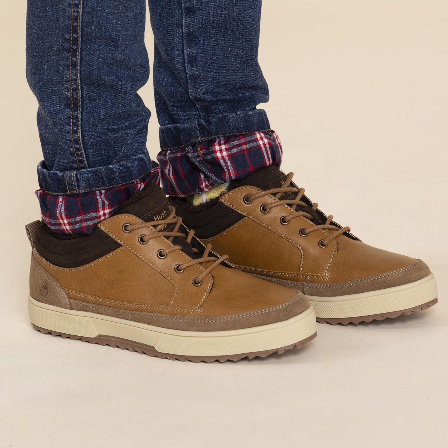 Zapatilla Cuero Niño Slalom Low Café-1