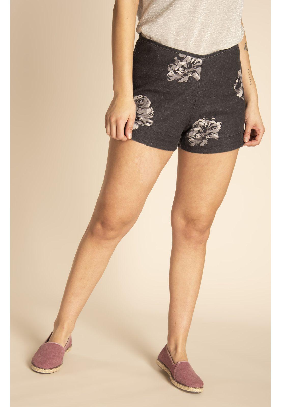 Shorts Lino Orgánico Mujer Rosa Gris-4