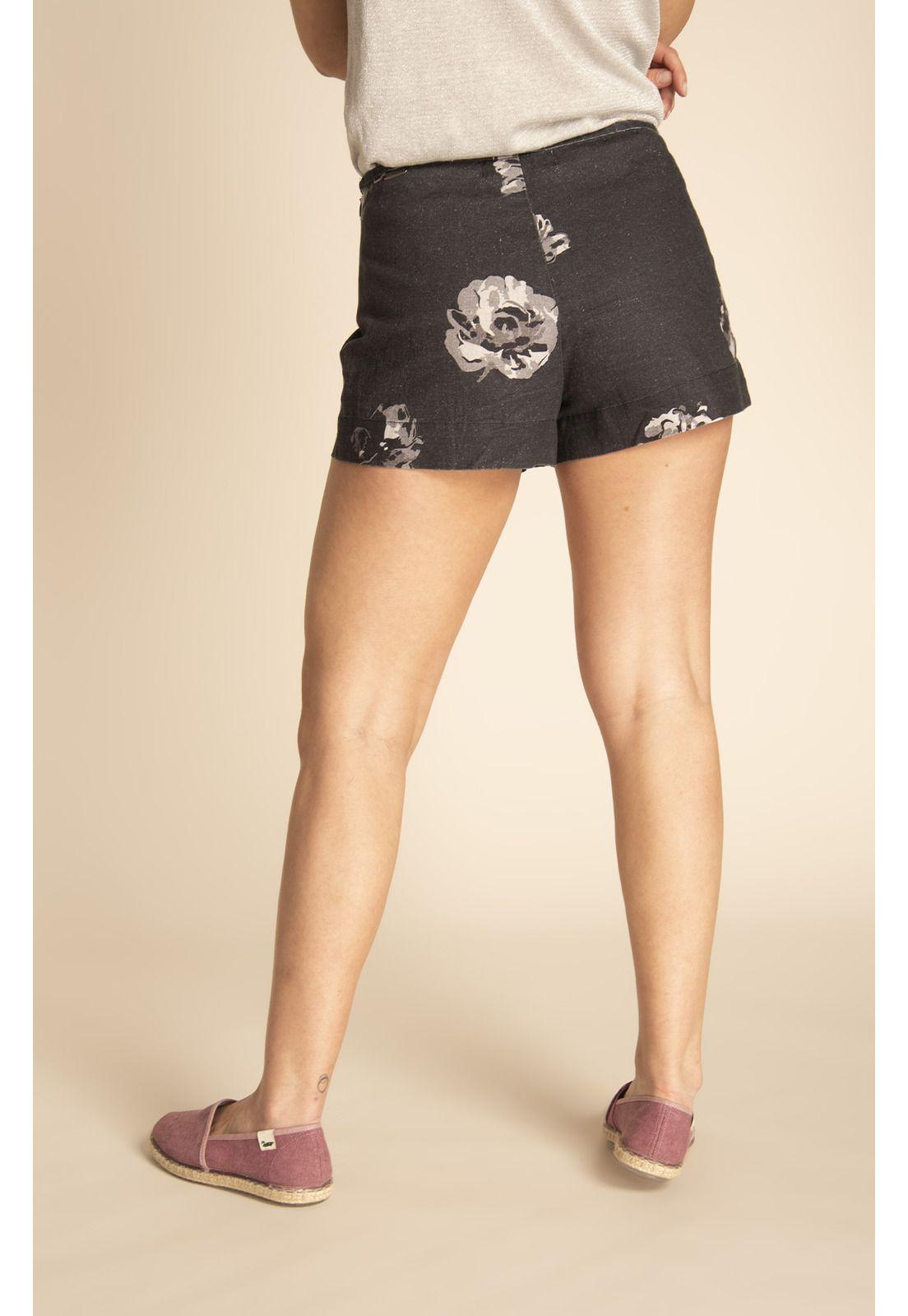 Shorts Lino Orgánico Mujer Rosa Gris-5