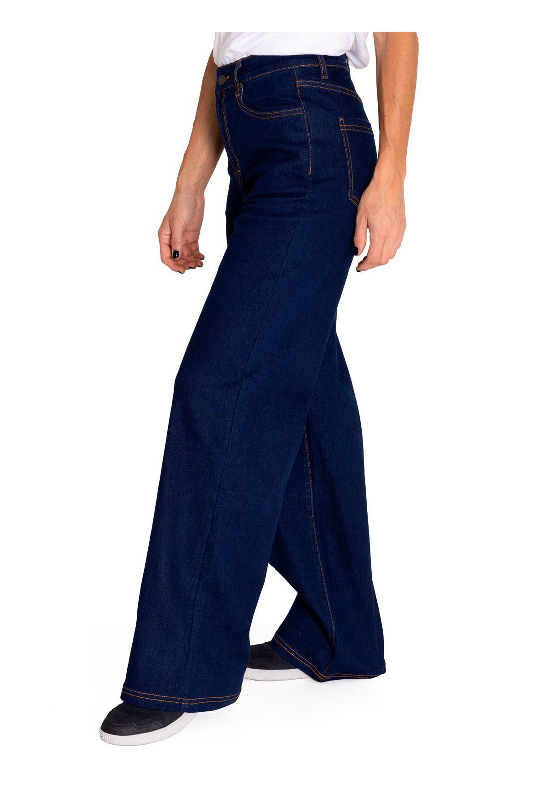 Jeans Denim Mujer Triblend Stretch Wide Leg Azul CAT-1